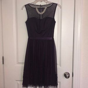 Plum Illusion Neckline Dress